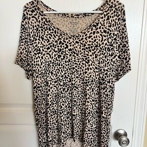 Nine West Black and Tan Leopard Print Short Sleeve Top
